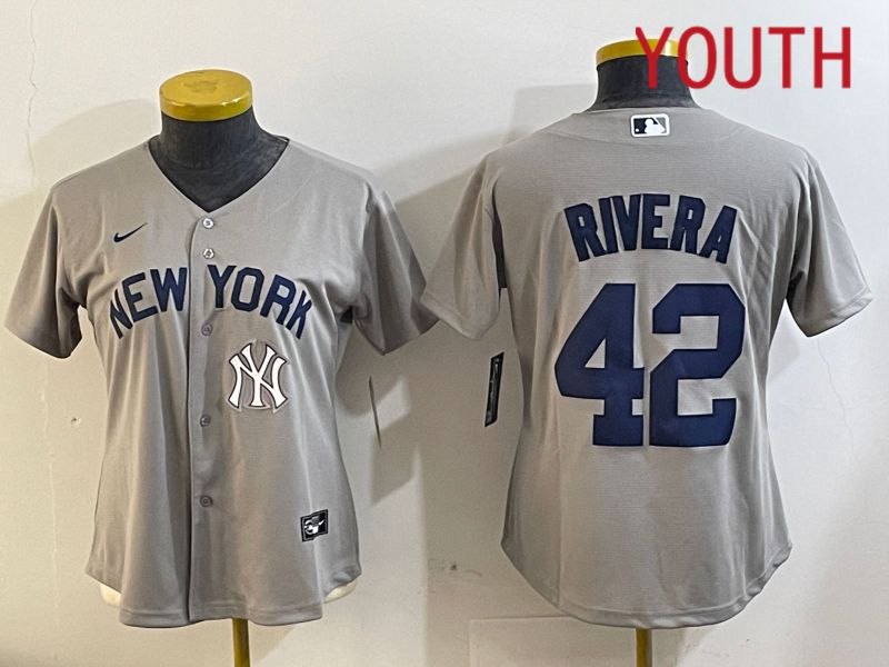 Youth  New York Yankees #42 Rivra grey 2024 Nike MLB jersey->youth mlb jersey->Youth Jersey